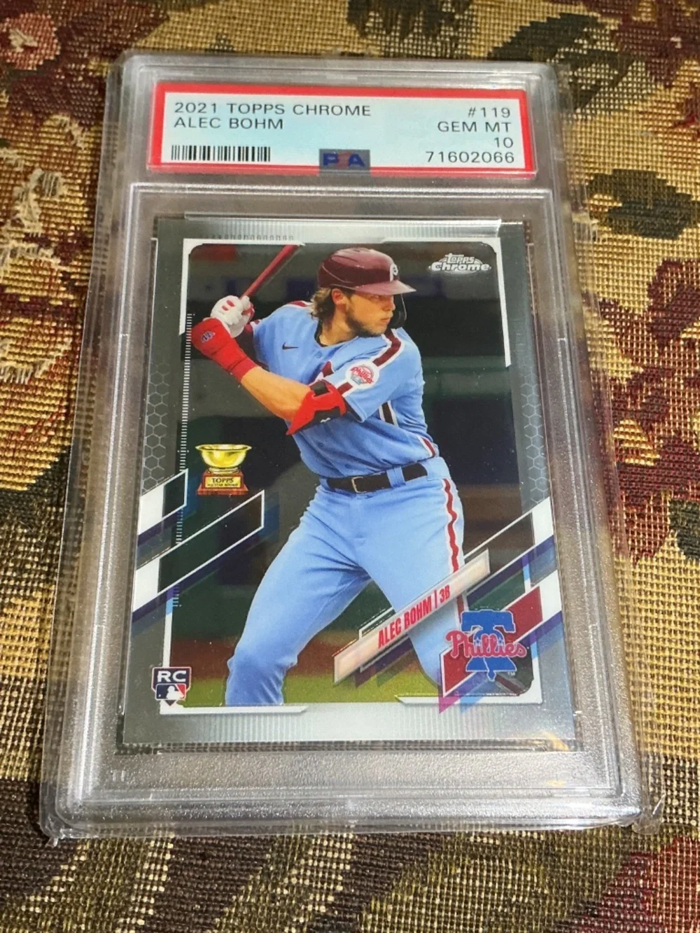 2021 Topps Chrome Baseball Alec Bohm #119 Graded PSA 10 MLB Rookie card